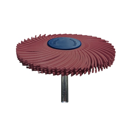 Dedeco Sunburst Radial Bristle Discs 3 in Curved Tc 6-Ply Red 220 Grit A/O 1/4 in 1/Unit 1831